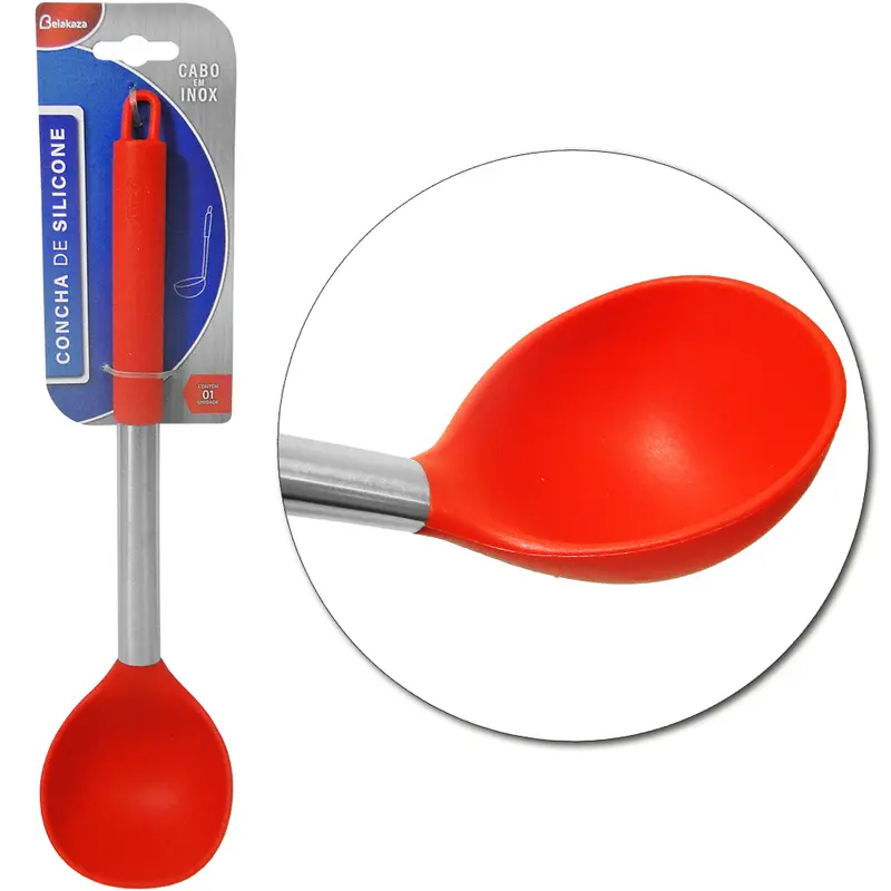 CONCHA DE SILICONE VERMELHO CABO INOX 31,5X8,5CM