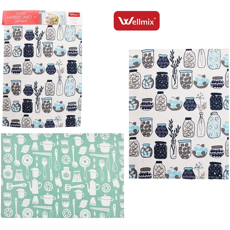 TOALHA LUGAR AMERICANO DE POLIESTER RETANGULAR ESTAMPAS SORTIDAS 45X30CM