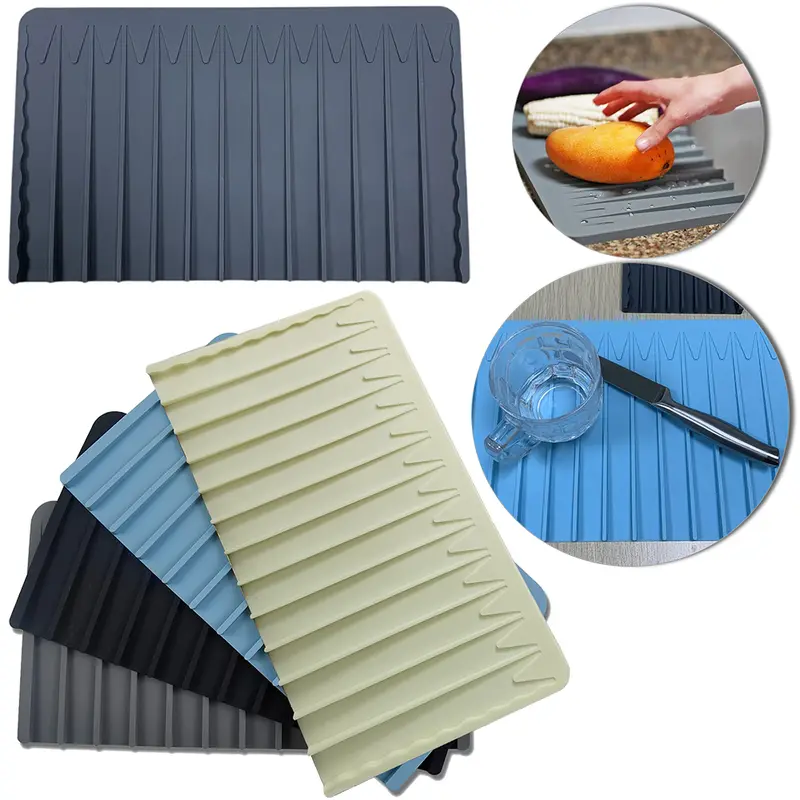TAPETE ESCORREDOR DE LOUCAS DE SILICONE RETANGULAR 32X20CM