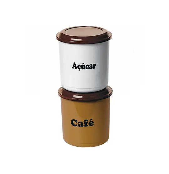 CONJUNTO DE POTE DE PLASTICO REDONDO PARA CAFE / ACUCAR 2 PECAS 1300ML