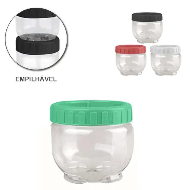 ORGANIZADOR DE PLASTICO PET REDONDO EMPILHAVEL COM TAMPA COLORS 150ML