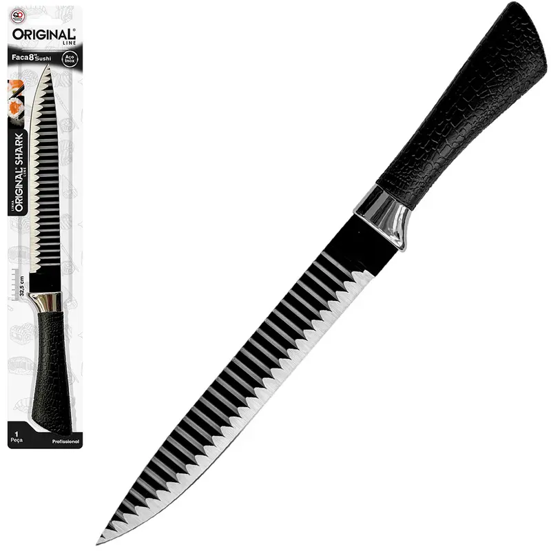 FACA DE CARNE / PEIXEIRA DE INOX 8'' CABO PLASTICO TUBARAO