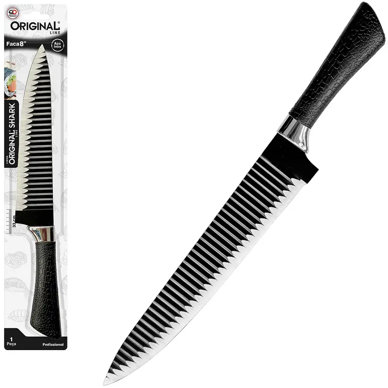 FACA DE CARNE / PEIXEIRA DE INOX 8'' CABO PLASTICO TUBARAO