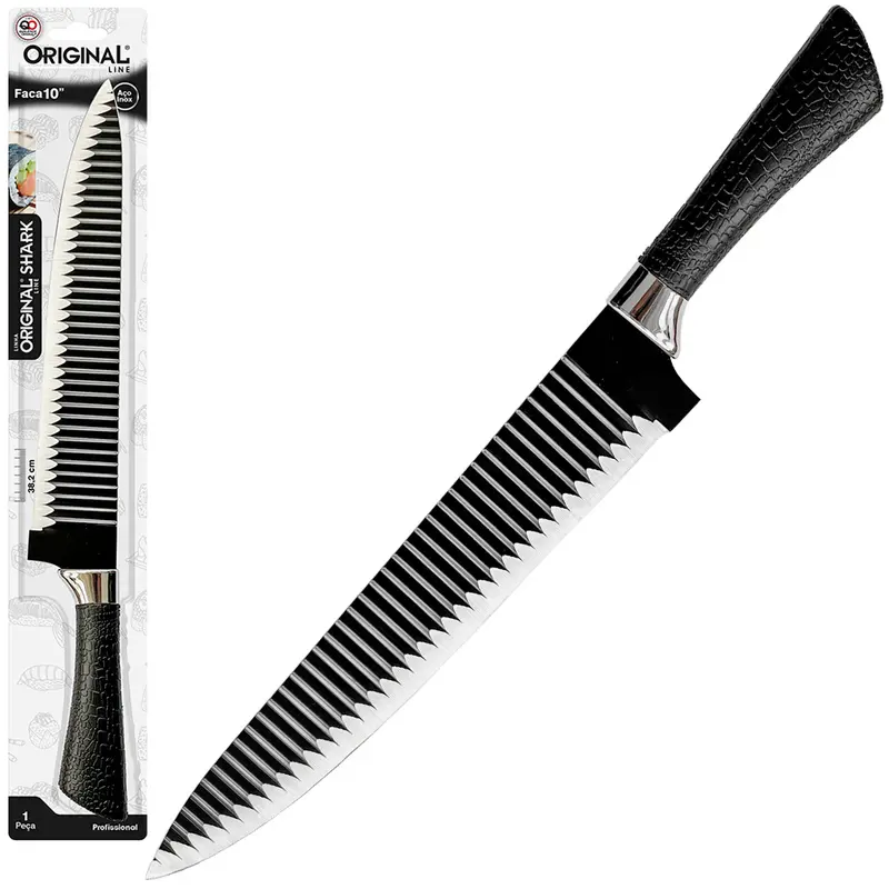 FACA DE CARNE / PEIXEIRA DE INOX 10'' CABO PLASTICO TUBARAO