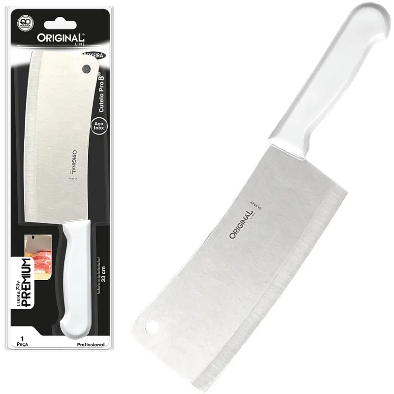 CUTELO DE INOX 8'' CABO PLASTICO BRANCO PRO PREMIUM