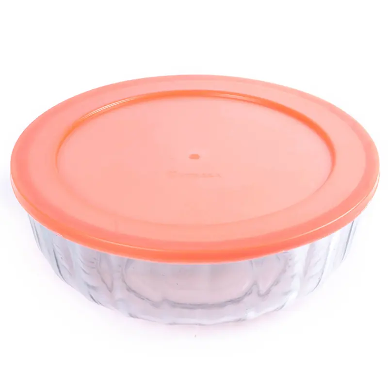 TIGELA SALADEIRA DE VIDRO REDONDA BOWL OCEANI COM TAMPA DE PLASTICO 2,4L 20CM DE Ø