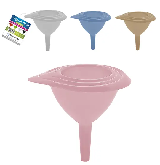 FUNIL DE PLASTICO COLORS COM 3 PECAS