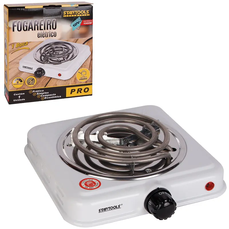 FOGAREIRO / FOGAO ELETRICO PORTATIL ESPIRAL 1 BOCA 127V BRANCO 1000W PRO