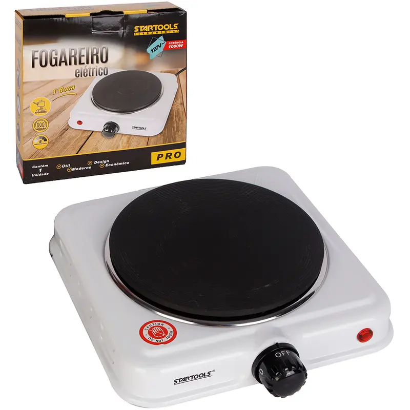 FOGAREIRO / FOGAO ELETRICO PORTATIL CHAPA INDUCAO 1 BOCA 127V BRANCO 1000W PRO