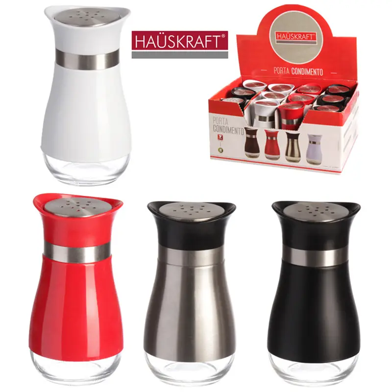 PORTA CONDIMENTO DE VIDRO / INOX COM TAMPA DE PLASTICO HAUSKRAFT 120ML