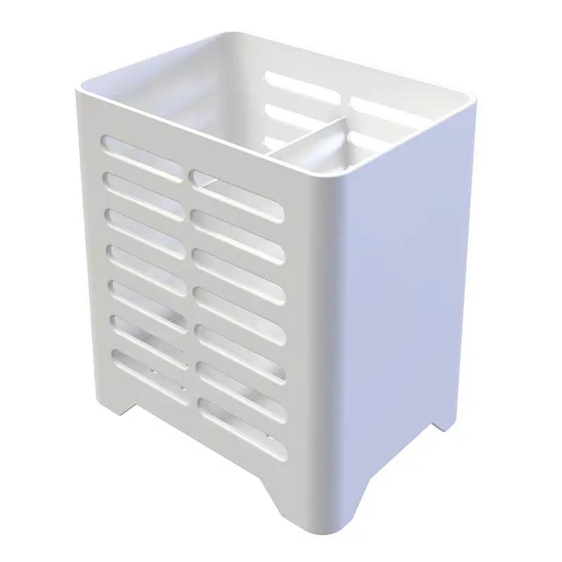 PORTA TALHER / ESCORREDOR DE TALHER DE PLASTICO COM 2 DIVISORIAS SMILE BRANCO 13,5X13X9,5CM
