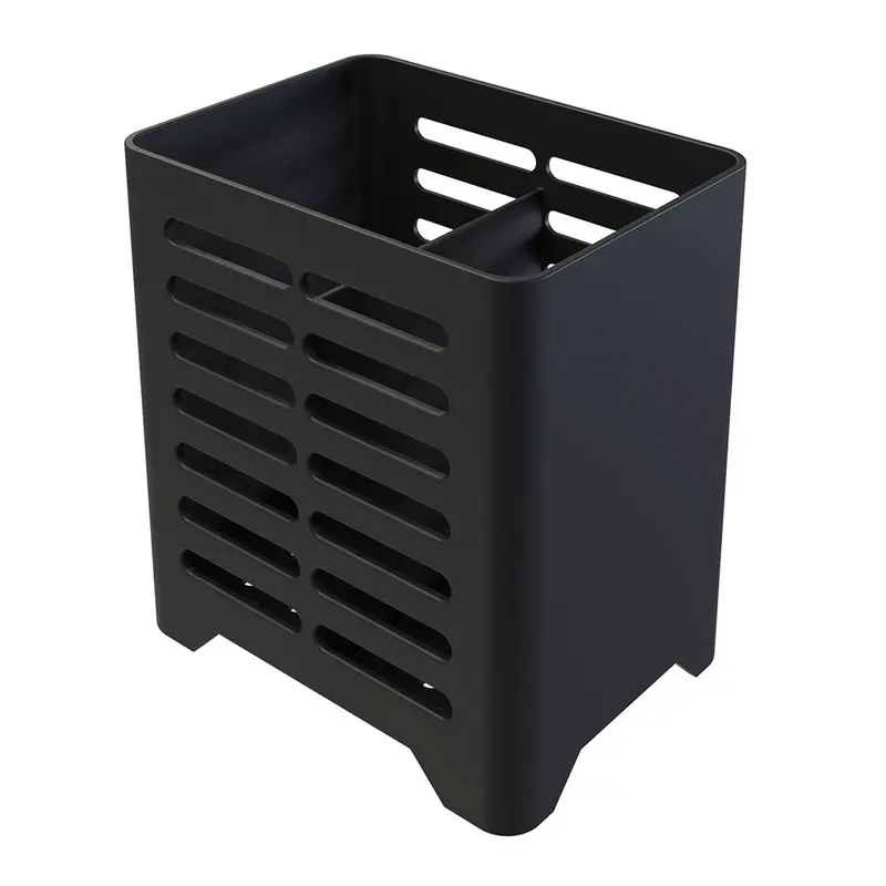 PORTA TALHER / ESCORREDOR DE TALHER DE PLASTICO COM 2 DIVISORIAS SMILE PRETO 13,5X13X9,5CM