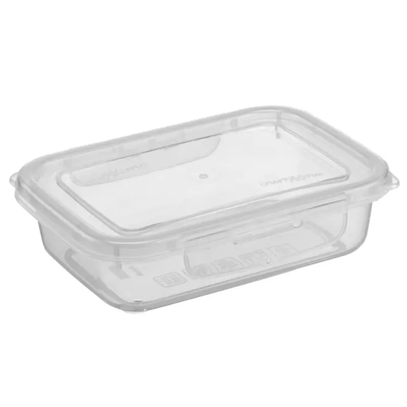POTE DE PLASTICO RETANGULAR BAIXO COM TAMPA E TRAVA 410ML