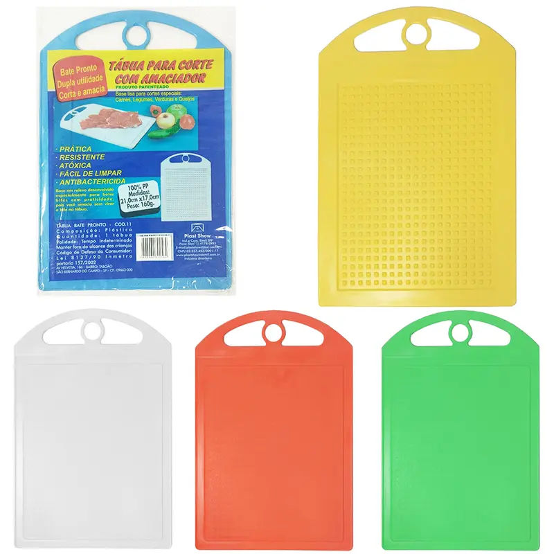 TABUA DE CORTE DE PLASTICO COLORS BATE PRONTO 2 EM 1 21X17CM