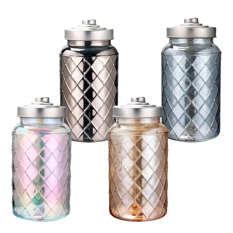 POTE DE VIDRO REDONDO MIXED COM TAMPA DE METAL 1200ML