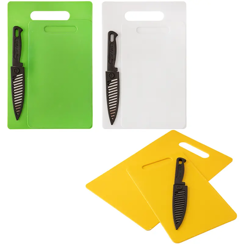 FACA 5'' DE INOX COM BAINHA + 2 TABUAS DE CORTE DE PLASTICO RETANGULAR