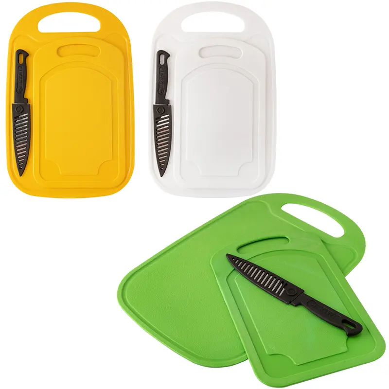 FACA DE INOX 5'' COM BAINHA + 2 TABUAS DE CORTE DE PLASTICO OVAL