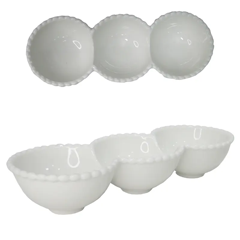 PETISQUEIRA DE PORCELANA TRIPLA PEROLA 500ML 27,5X10X5CM