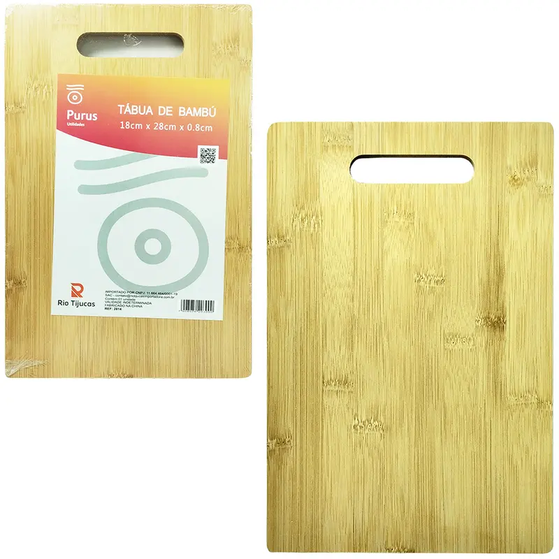 TABUA DE CORTE DE MADEIRA/BAMBU MULTIUSO RETANGULAR 28X18CM