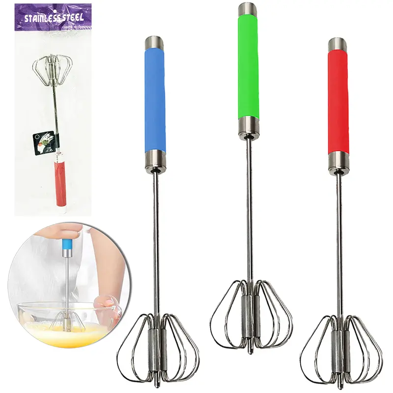 BATEDOR DE CLARA FOUET SEMI AUTOMATICO DE INOX CABO PLASTICO 32X7CM