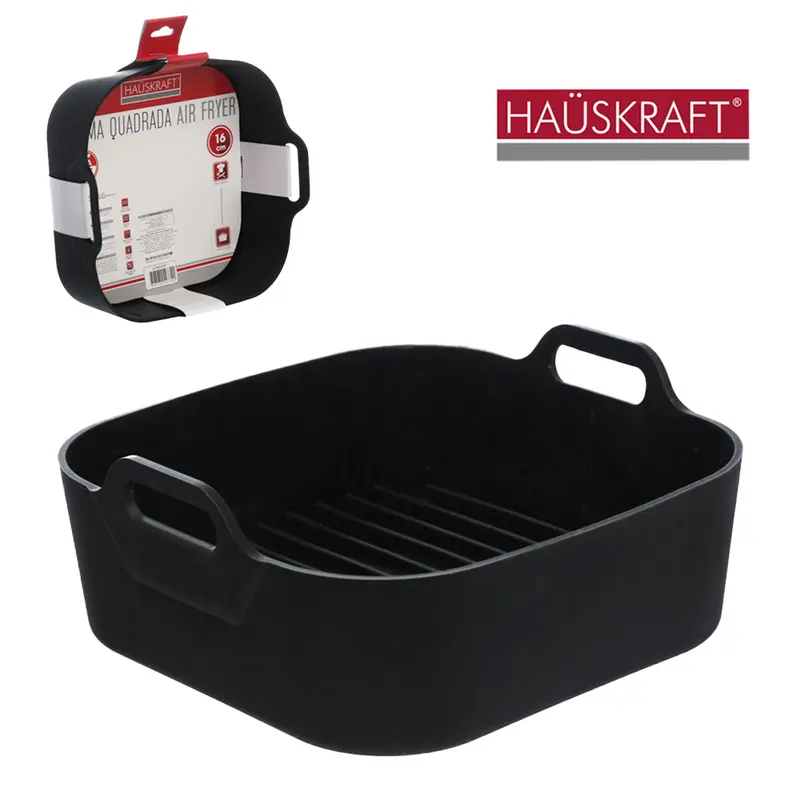 FORMA DE SILICONE QUADRADA COM ALCA PARA AIR FRYER / FRITADEIRA ELETRICA HAUSKRAFT 16X7CM