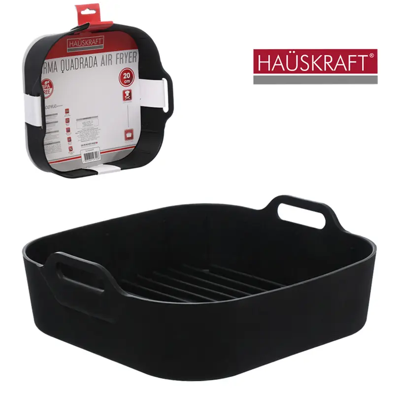 FORMA DE SILICONE QUADRADA COM ALCA PARA AIR FRYER / FRITADEIRA ELETRICA HAUSKRAFT 20X7CM