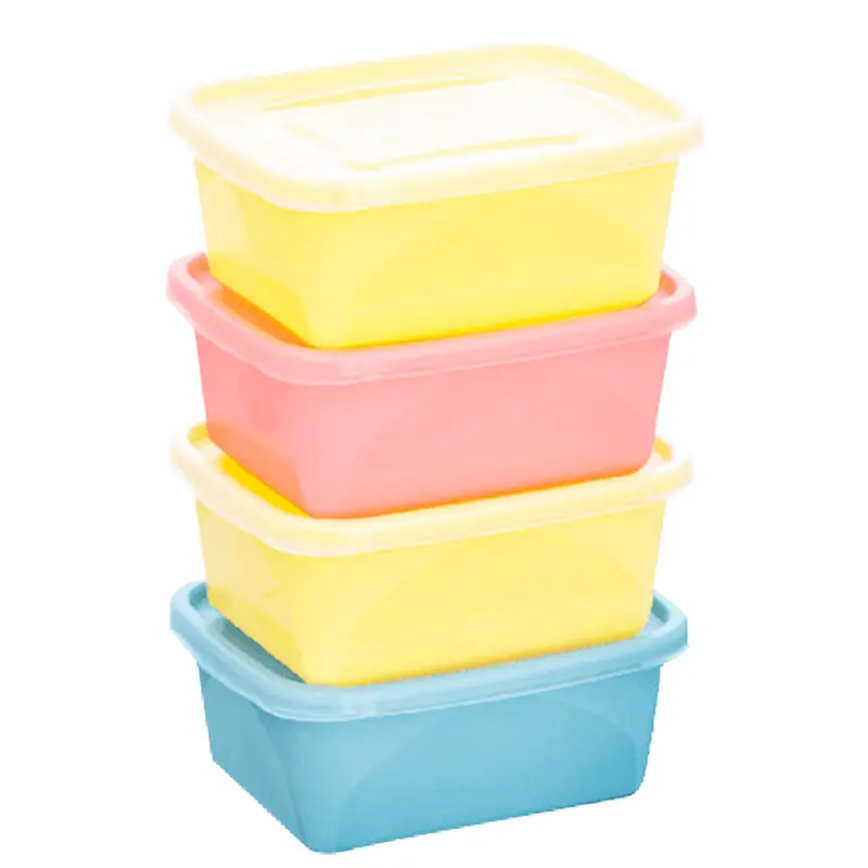 CONJUNTO DE ORGANIZADOR DE PLASTICO RETANGULAR NUDE COM TAMPA 4 PECAS 750ML