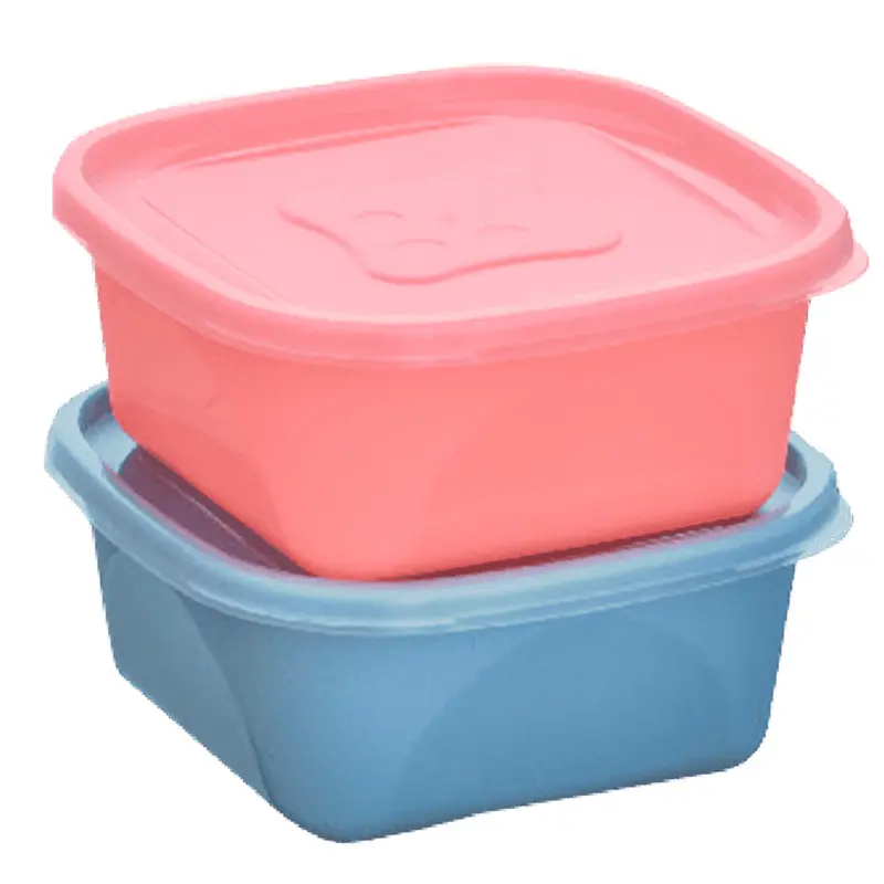 CONJUNTO DE ORGANIZADOR DE PLASTICO QUADRADO NUDE COM TAMPA 2 PECAS 1200ML