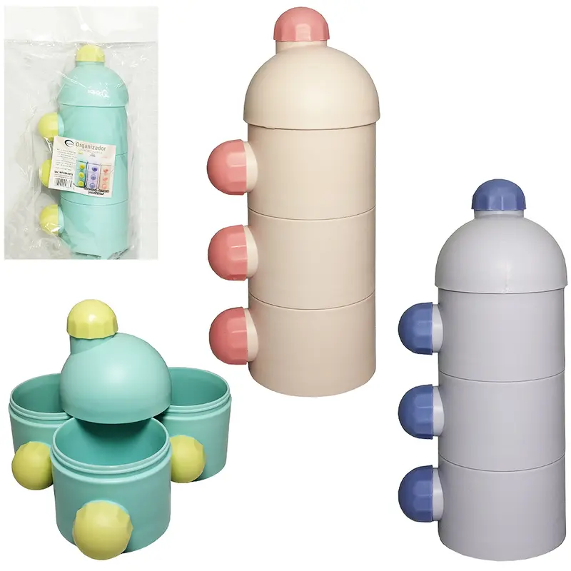 CONJUNTO DE ORGANIZADOR DE PLASTICO REDONDO EMPILHAVEL COM TAMPA 3 PECAS 300ML