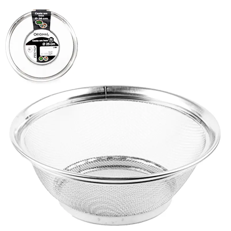 CESTA ESCORREDOR DE INOX MULTIUSO PARA ALIMENTOS PREMIUM 25CM DE Ø