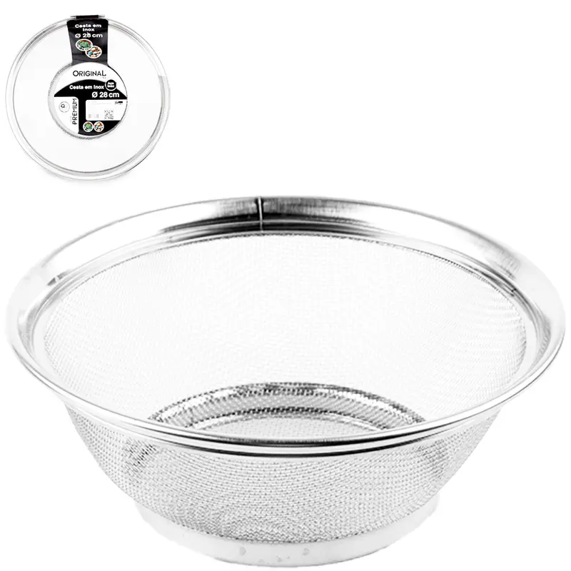 CESTA ESCORREDOR DE INOX MULTIUSO PARA ALIMENTOS PREMIUM 28CM DE Ø