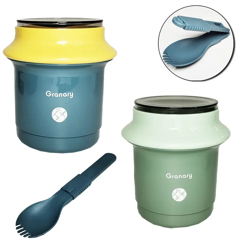 MARMITA DE PLASTICO REDONDA COM COLHER DOBRAVEL 12,2X11,2CMØ
