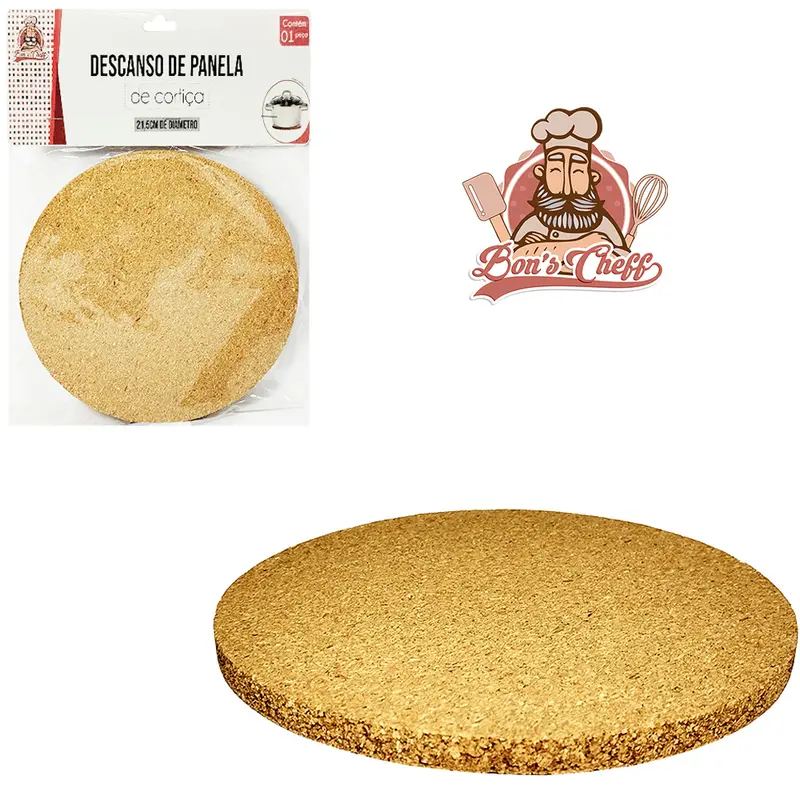 DESCANSO DE PANELA DE CORTICA REDONDO 21,5CM DE Ø BONS CHEFF