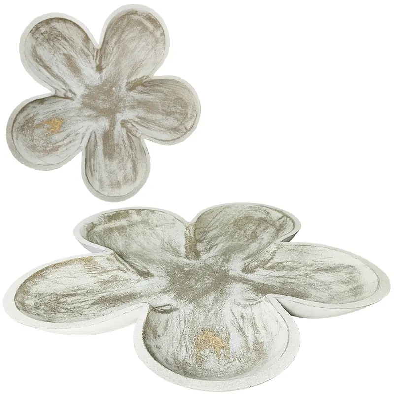 BANDEJA DE MADEIRA FLOR DECORATIVA 28CM DE Ø
