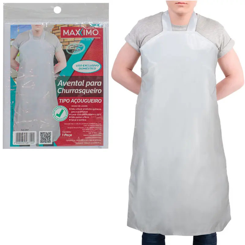 AVENTAL DE PVC PARA CHURRASQUEIRO TIPO ACOGUEIRO BRANCO 100X64CM