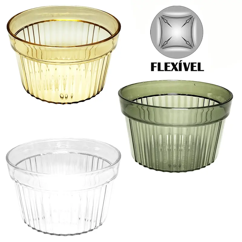 TIGELA DE PLASTICO PET FLEXIVEL REDONDA 290ML 10CM DE Ø