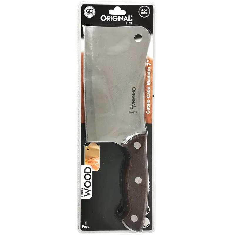 CUTELO DE INOX 7'' CABO MADEIRA WOOD