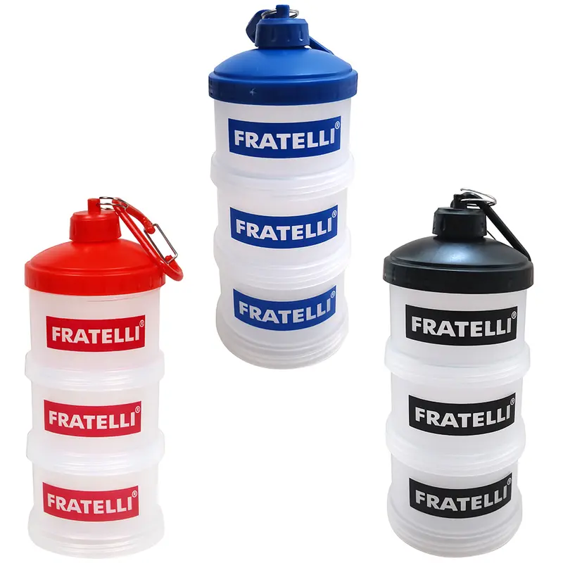 PORTA SUPLEMENTO DE PLASTICO TRIO ACOPLAVEL COM MOSQUETAO COLORS 19X8CM DE Ø
