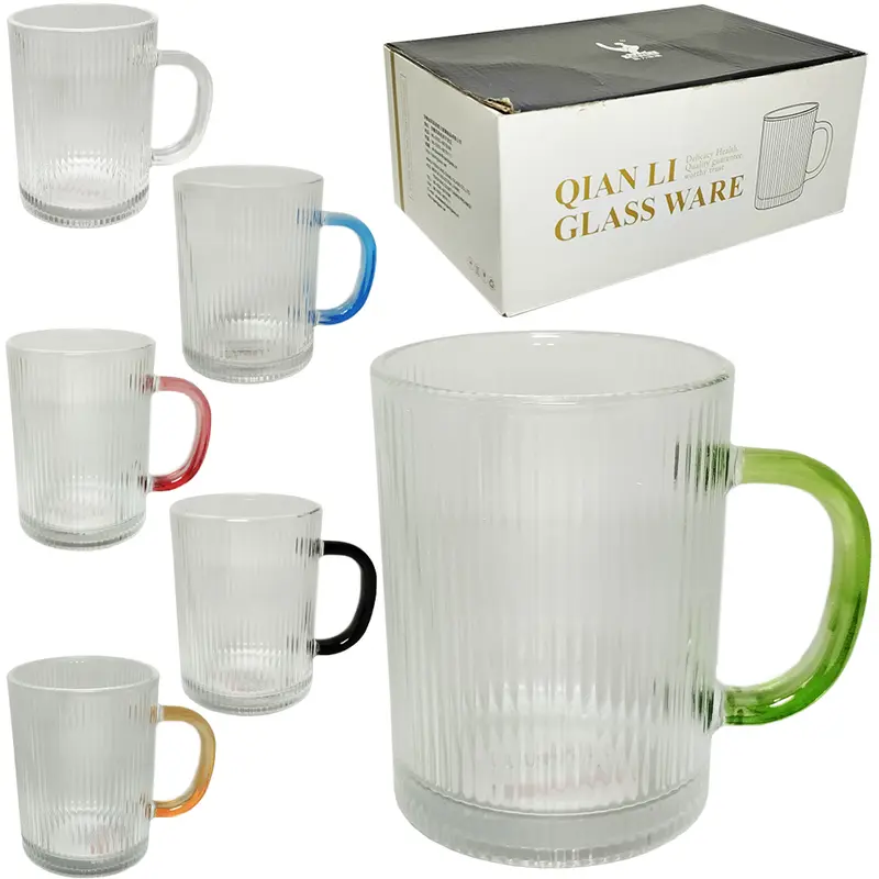 JOGO DE CANECA XICARA DE VIDRO PARA CAFE / CAPPUCCINO COM 6 PECAS 350ML