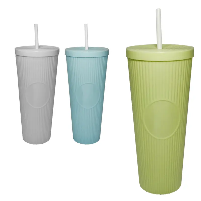 COPO COM TAMPA E CANUDO DE PLASTICO 1100ML