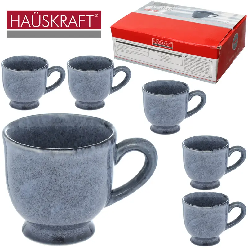 JOGO DE XICARA DE PORCELANA PARA CAFE GLAZE CINZA HAUSKRAFT COM 6 PECAS 100ML