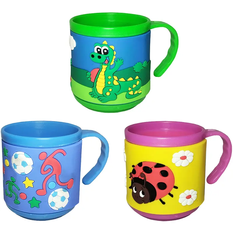 CANECA DE PLASTICO EMBORRACHADO ESTAMPAS SORTIDAS 210ML