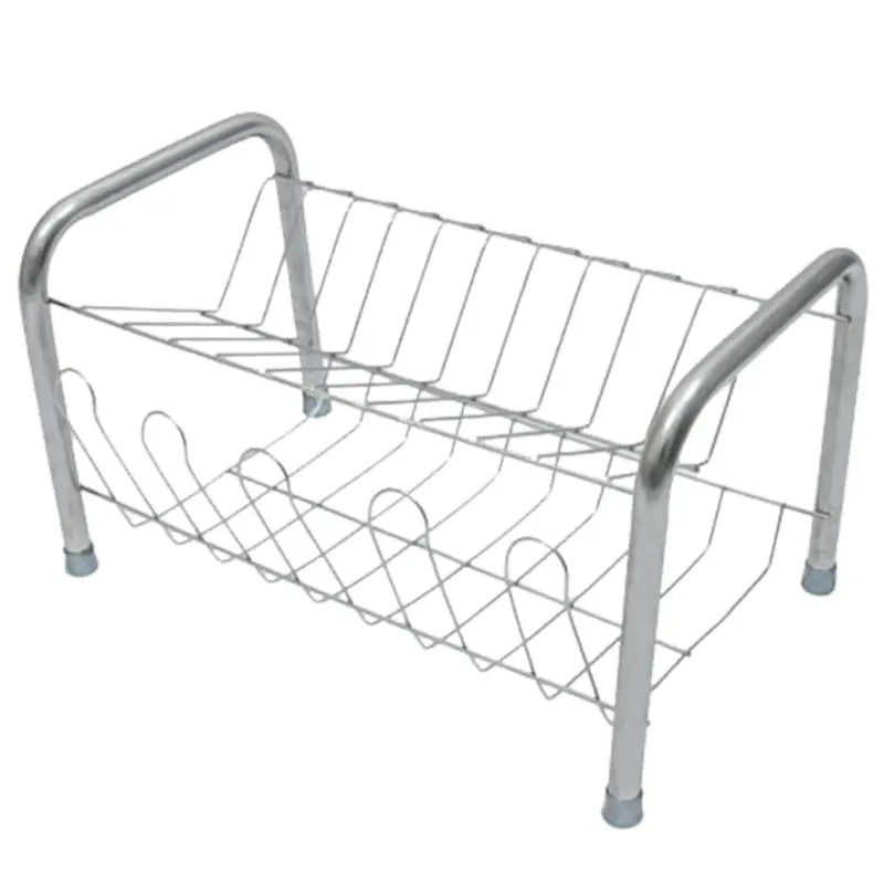 ESCORREDOR SECADOR DE PRATOS / COPOS ARAMADO DUPLO COMPACTO CROMO 39X25X22,5CM