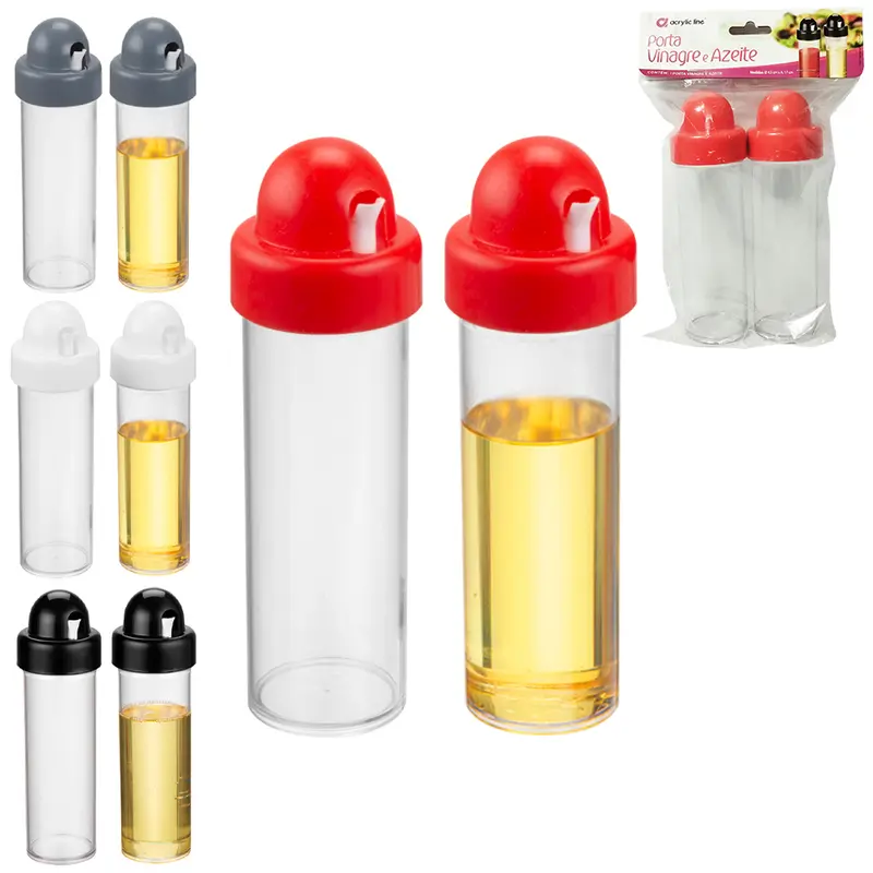 AZEITEIRO COM VINAGREIRO DE ACRILICO COM TAMPA 180ML