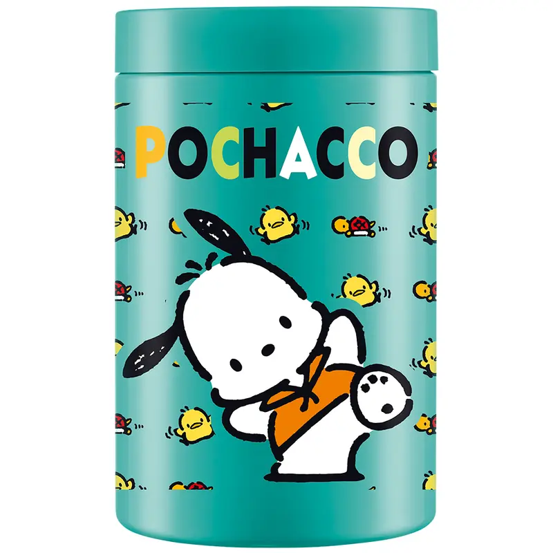 ORGANIZADOR DE PLASTICO REDONDO VERDE POCHACCO POCHA PASSARO SANRIO COM TAMPA DE ROSCA 1500ML