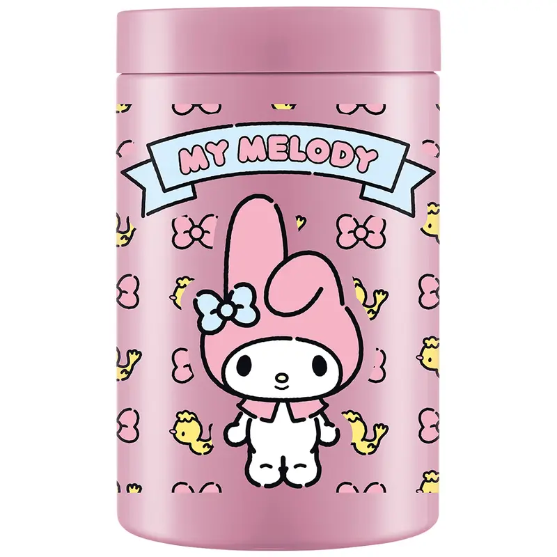 ORGANIZADOR DE PLASTICO REDONDO ROSA MY MELODY MELO FLOR SANRIO COM TAMPA DE ROSCA 1500ML