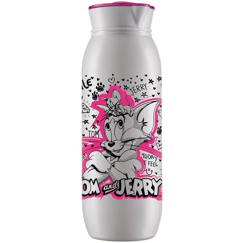 GARRAFA DE AGUA DE PLASTICO PET SUMMER BRANCO TOM AND JERRY WARNER COM TAMPA 1400ML