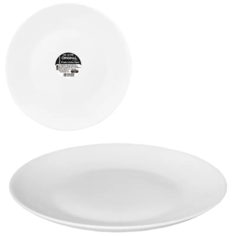 PRATO DE VIDRO REDONDO PARA SOBREMESA MERIDIONAL OPAL LISO BRANCO 19,5CM DE Ø