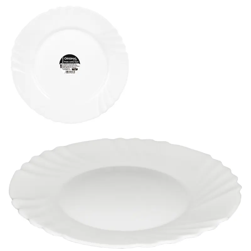 PRATO DE VIDRO REDONDO PARA SOBREMESA PRIMAVERA OPAL BRANCO 20,3CM DE Ø