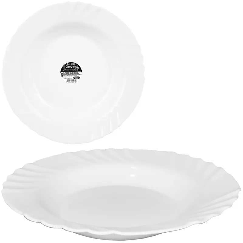 PRATO DE VIDRO REDONDO FUNDO PRIMAVERA OPAL BRANCO 22,8CM DE Ø